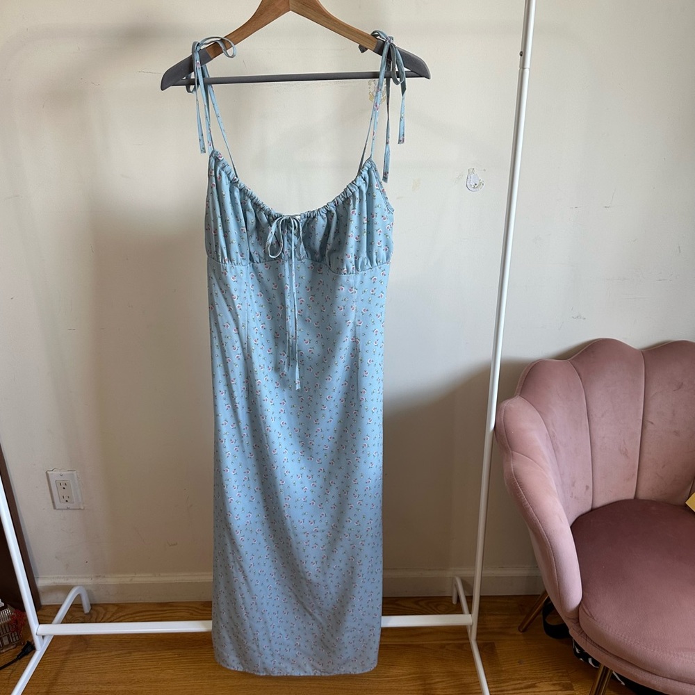 Princess Polly | Light Blue Floral Midi Dress | Size 10